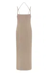 Attico Double-strap Gabardine Midi Dress In Neutral