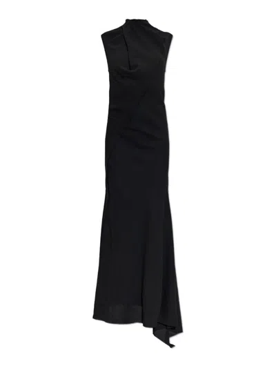 Attico Virgin Wool Midi Dress In Black