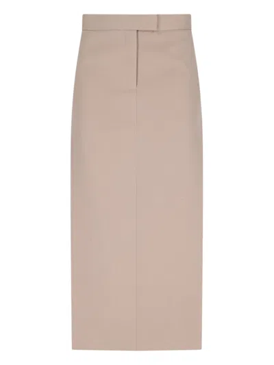 Attico Virgin Wool Midi Skirt In Beige