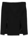 Attico Black Skirt With Two Front Slits And Logo Plaque On The Rear In Wool Woman In Black