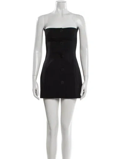 Pre-owned Attico Virgin Wool Mini Dress In Black