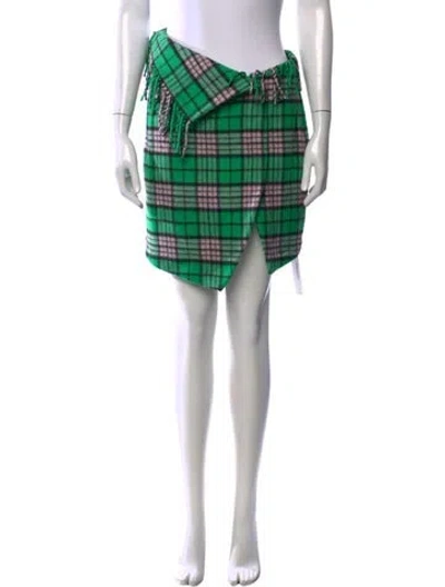 Pre-owned Attico Virgin Wool Mini Skirt W/ Tags In Green