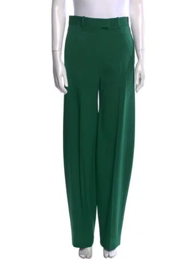 Pre-owned Attico Virgin Wool Straight Leg Pants In Green