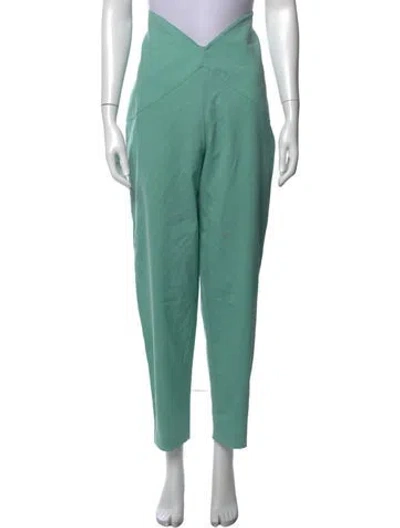 Pre-owned Attico Virgin Wool Straight Leg Pants In Green