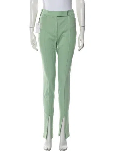 Pre-owned Attico Virgin Wool Straight Leg Pants In Green