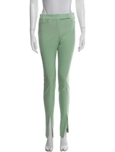 Pre-owned Attico Virgin Wool Straight Leg Pants In Green