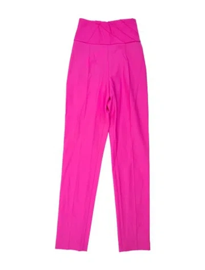 Pre-owned Attico Virgin Wool Straight Leg Pants In Pink