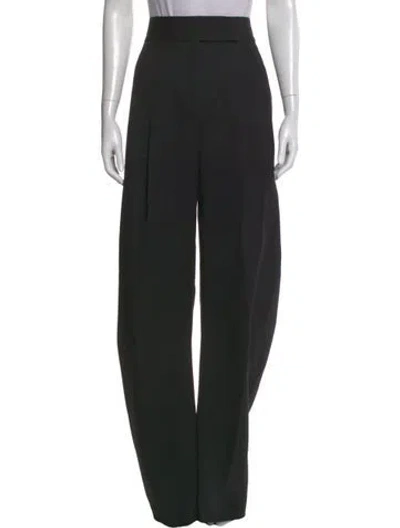 Pre-owned Attico Virgin Wool Wide Leg Pants In Black