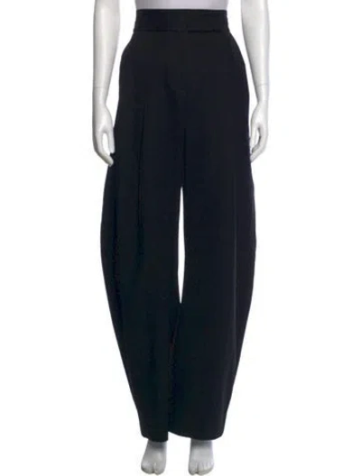 Pre-owned Attico Virgin Wool Wide Leg Pants In Black