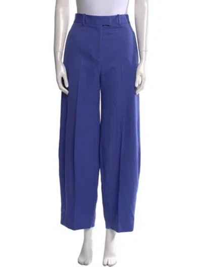 Pre-owned Attico Virgin Wool Wide Leg Pants In Blue