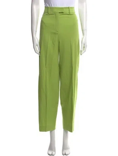 Pre-owned Attico Virgin Wool Wide Leg Pants In Green