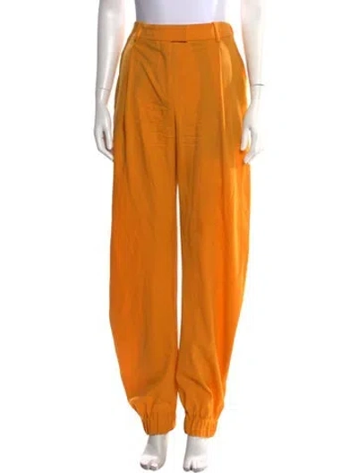 Pre-owned Attico Virgin Wool Wide Leg Pants In Orange
