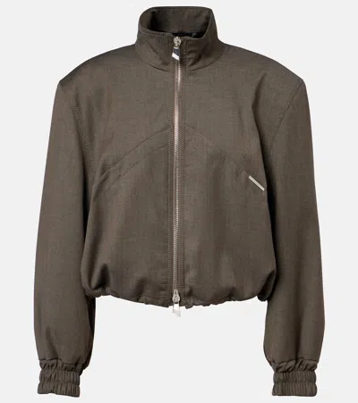 Attico Virgin Wool-blend Bomber Jacket In Brown
