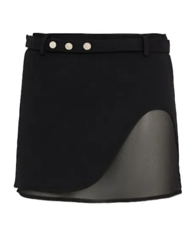 Attico Viscose Blend Belted Mini Skirt In Black