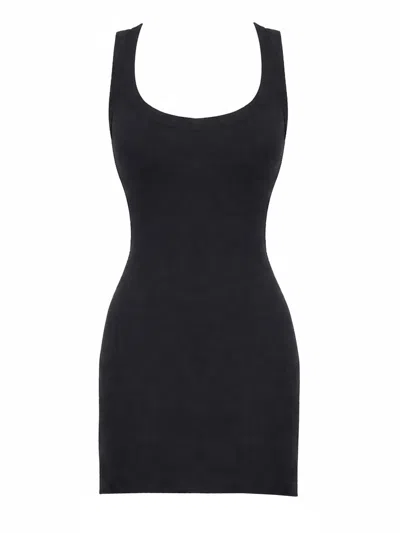 Attico Viscose Blend Mini Dress Strappy Back In Black