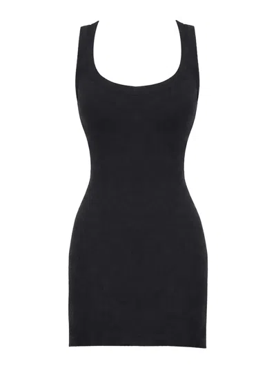 Attico Viscose Blend Strappy Back Mini Dress In Black
