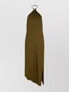 Attico Viscose Dress Asymmetric Hem In Brown