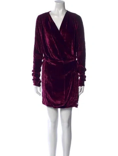 Pre-owned Attico V-neck Knee-length Dress In Purple