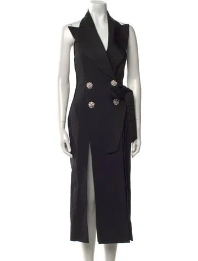 Pre-owned Attico V-neck Long Dress In Black