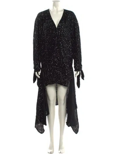 Pre-owned Attico V-neck Long Dress In Black