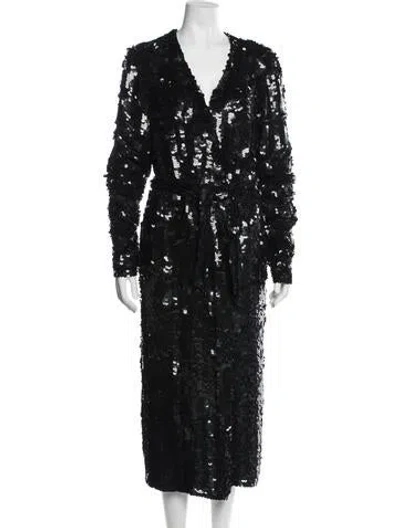 Pre-owned Attico V-neck Long Dress In Black