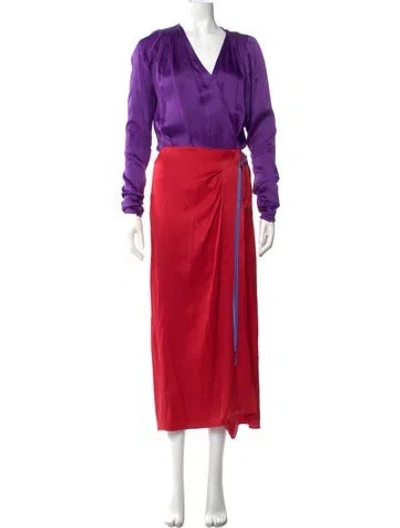 Pre-owned Attico V-neck Long Dress In Purple