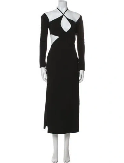 Pre-owned Attico V-neck Long Dress W/ Tags In Black