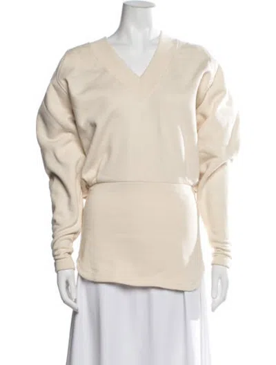 Pre-owned Attico V-neck Long Sleeve Sweatshirt In Neutrals