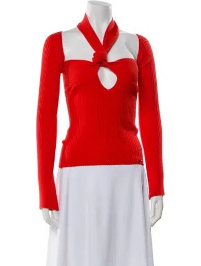 Pre-owned Attico V-neck Long Sleeve Top In Orange