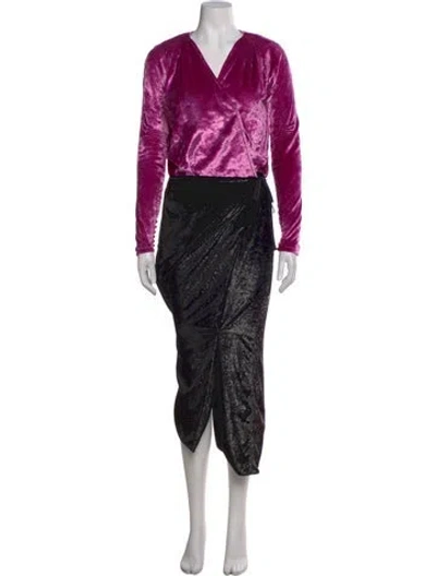 Pre-owned Attico V-neck Midi Length Dress In Purple