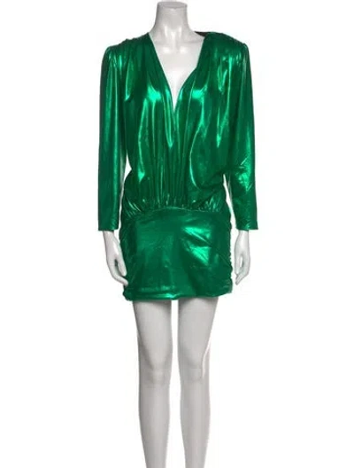 Pre-owned Attico V-neck Mini Dress In Green