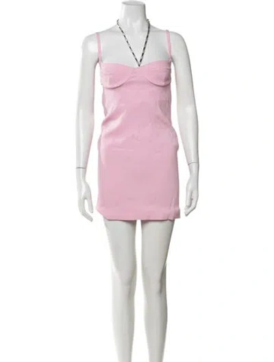 Pre-owned Attico V-neck Mini Dress In Pink