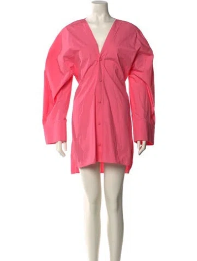Pre-owned Attico V-neck Mini Dress W/ Tags In Pink