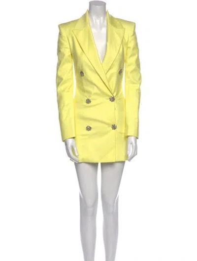 Pre-owned Attico V-neck Mini Dress In Yellow