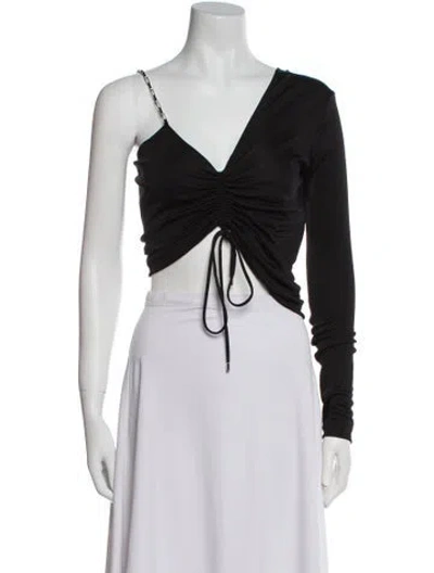 Pre-owned Attico V-neck Sleeveless Crop Top In Black