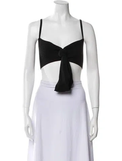 Pre-owned Attico V-neck Sleeveless Crop Top In Black