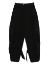 Attico Wide Leg Denim Trousers With Strap And Pockets In Black