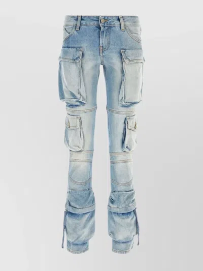 ATTICO WAIST BELTED CARGO DENIM TROUSERS