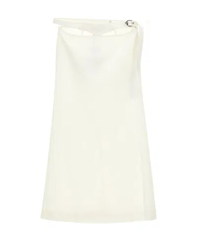 Attico Waist Hollowed-out Medium Length Skirt In White