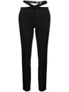 Attico Waist-strap Wool Trousers In Black