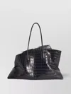 Attico La Passegiata Medium Asymmetric Croc-effect Leather Tote In Black