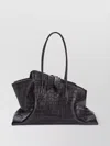 Attico Structured Crocodile-effect Brown Bag With Elongated Handles