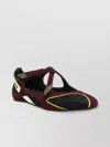 Attico Nomad Bordeaux Ballet Shoes With Criss-crossed Straps And Mesh Panels In Tech Fabric And Suede Woman
