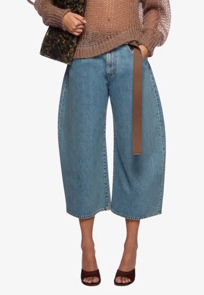 Attico Washed Denim Long Pants In Blue
