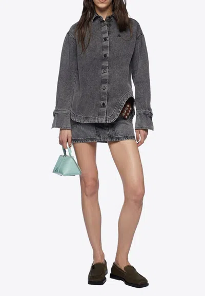Attico Washed Denim Shirt In Gray