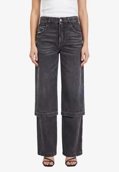 Attico Washed Straight-leg Jeans In Black