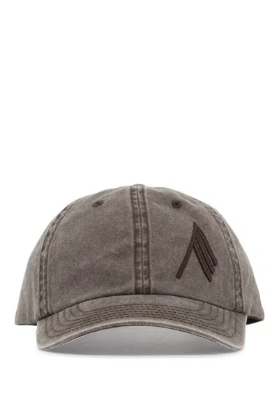 Attico Washed Twill Baseball Cap With Embroidered Logo In Brown