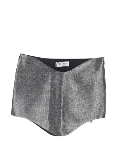 Pre-owned Attico Wave Tech Shimmering Mini Skirt In Silver