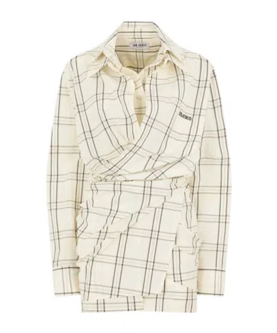 Attico White And Black Mini Dress In Multi