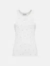 Attico Rhinestone-logo Lettering Tank Top In White/crystal